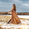 Ochre Greek Goddess Dress Bohemian Adjustable Back Boho