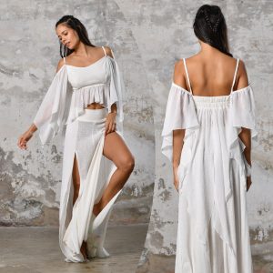 Off Shoulder White Boho Top Elegant Chic Women