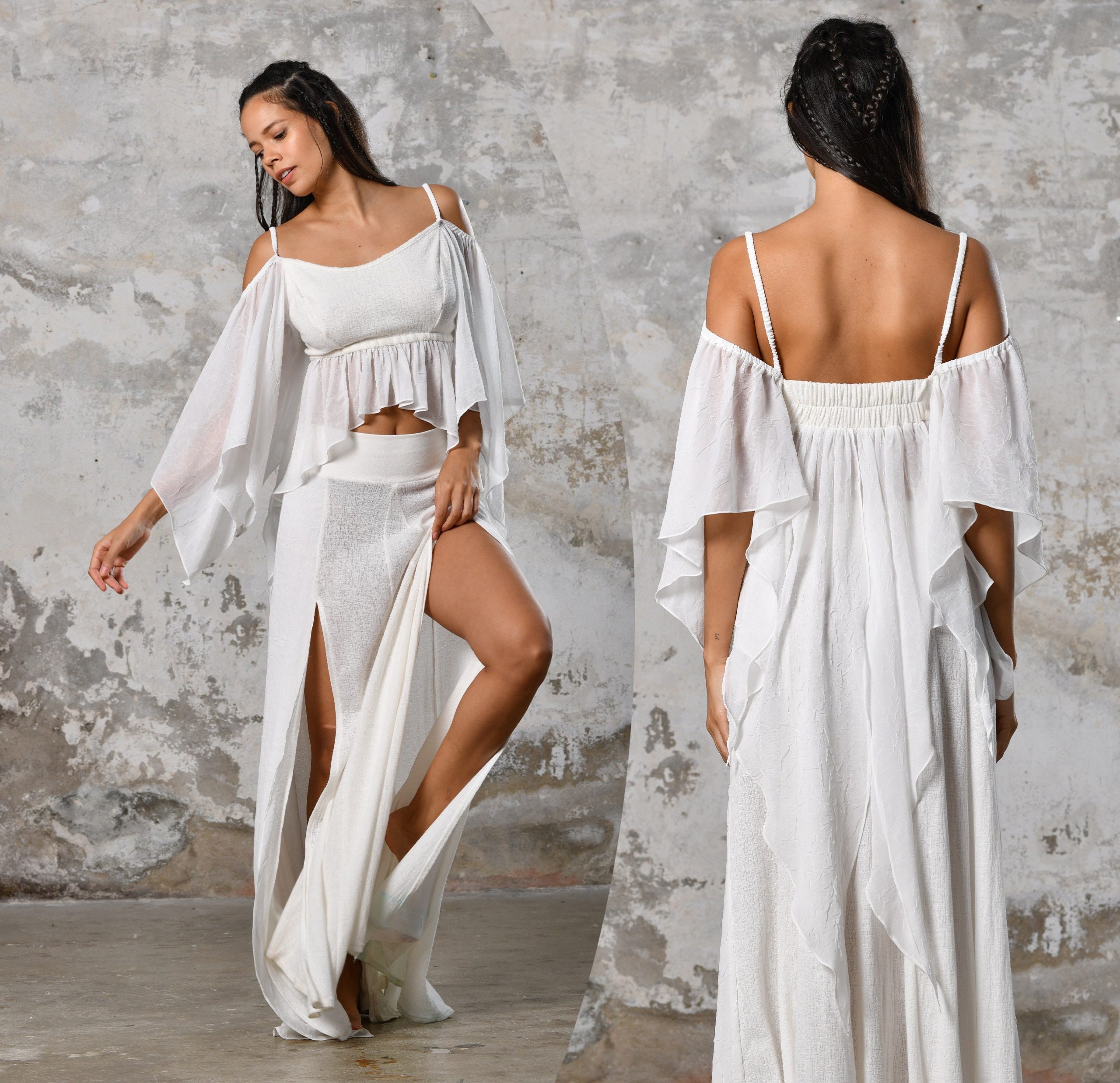 Off Shoulder White Boho Top Elegant Chic Women